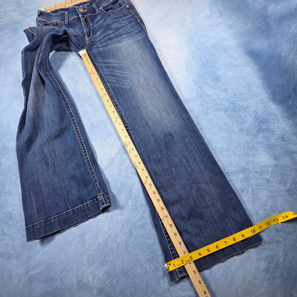 Ariat Denim Trouser Jeans Womens 31L Medium Wash Wide Leg Stretch Blue Denim - Picture 6 of 9